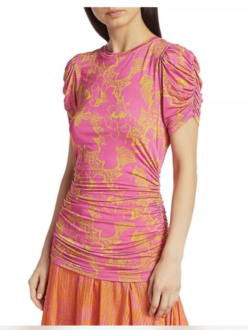Tanya Taylor Chaia ruched jersey top MSRP $225